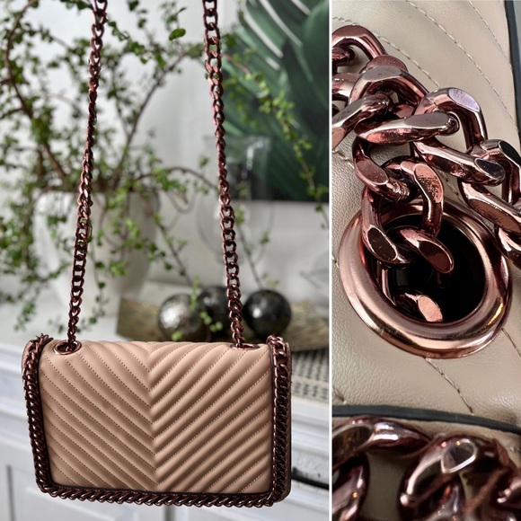 Aldo Handbags - Cream tan with bronze chain shoulder bag purse handbag crossbody bag
